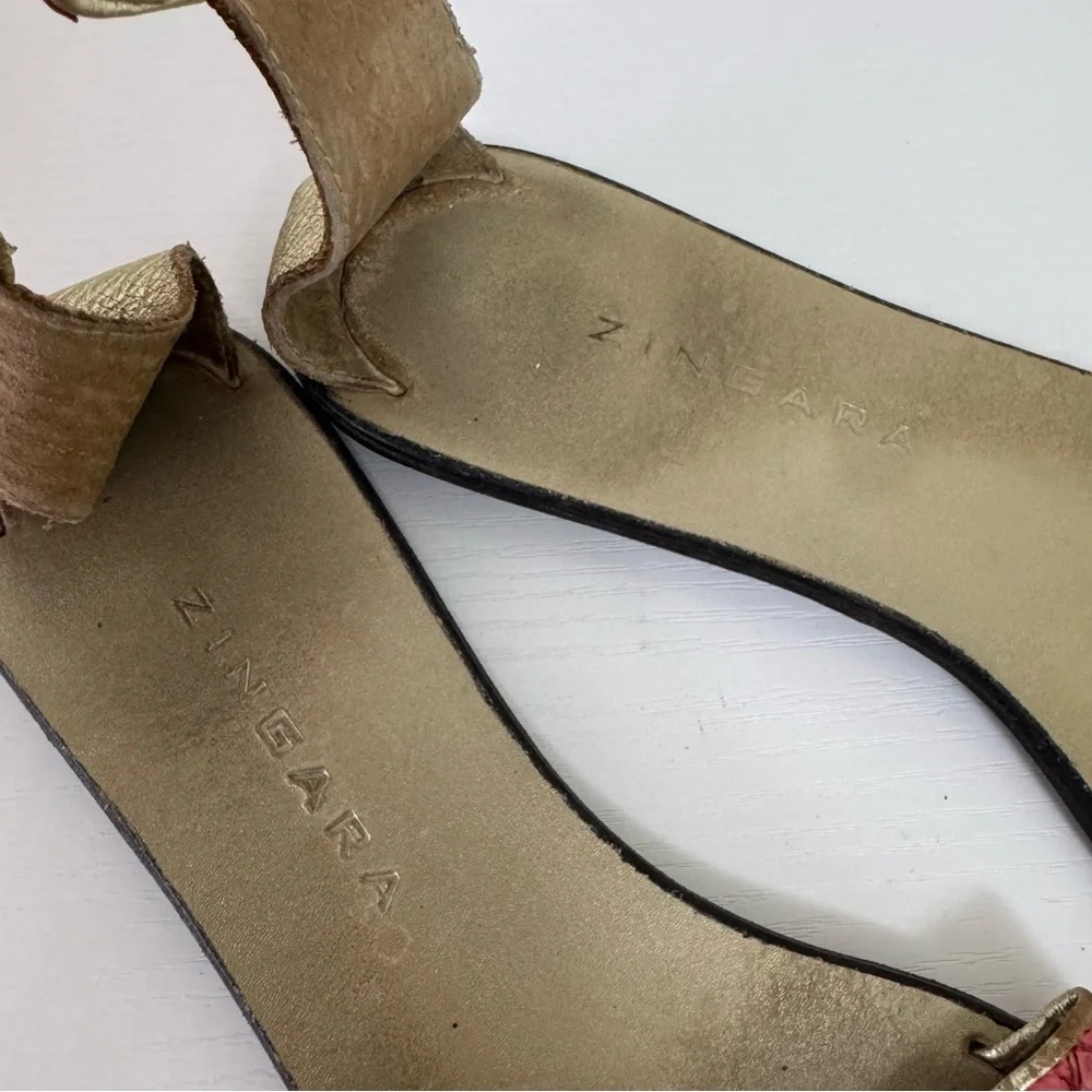 Zingara Gold and Coral Pink Women's Sandals, Size 8